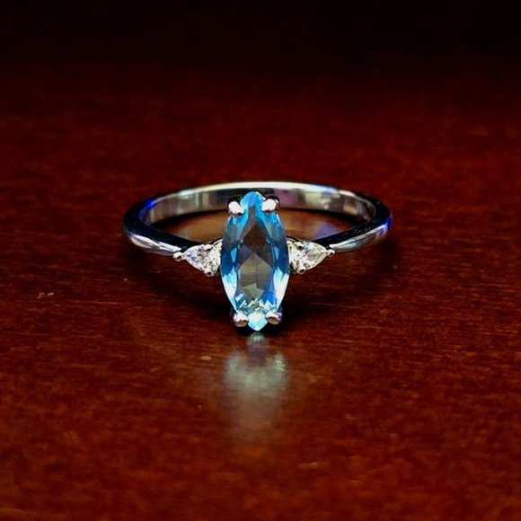 Fragrant Jewels Blue Zircon - December Birthstone Ring - Picture 1 of 8